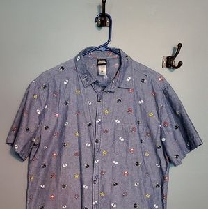 Men's Medium Super Mario collared buttoned shirt